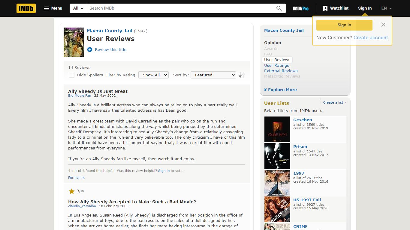 Macon County Jail (1997) - User Reviews - IMDb