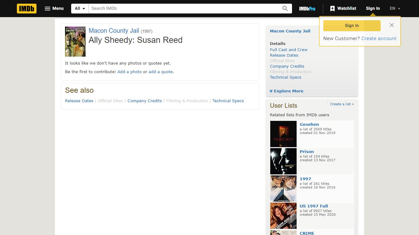 Macon County Jail (1997) - Ally Sheedy as Susan Reed - IMDb